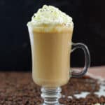 homemade Starbucks white chocolate mocha and coffee beans.