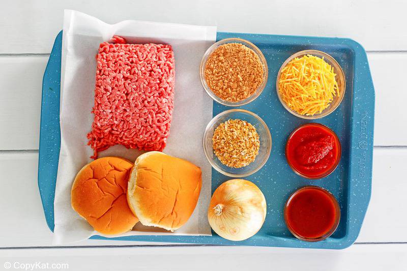 Taco Bell Bell Beefer sandwich ingredients on a tray