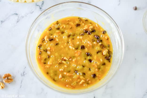 Toll House pie filling in a bowl