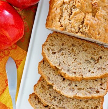 apple bread and fresh apples.