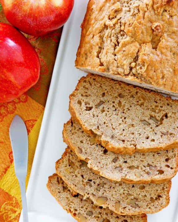 apple bread and fresh apples.