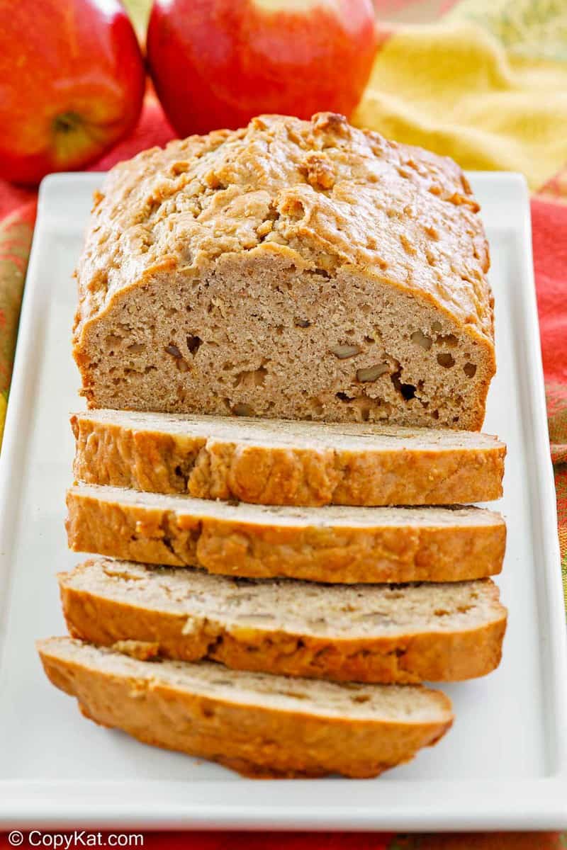apple bread on a platter.