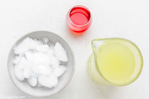 Ingredients for McDonald's frozen strawberry lemonade.
