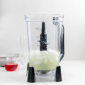 lemonade and ice in a blender.