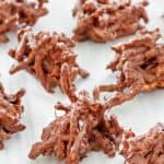 chocolate butterscotch haystacks on wax paper.