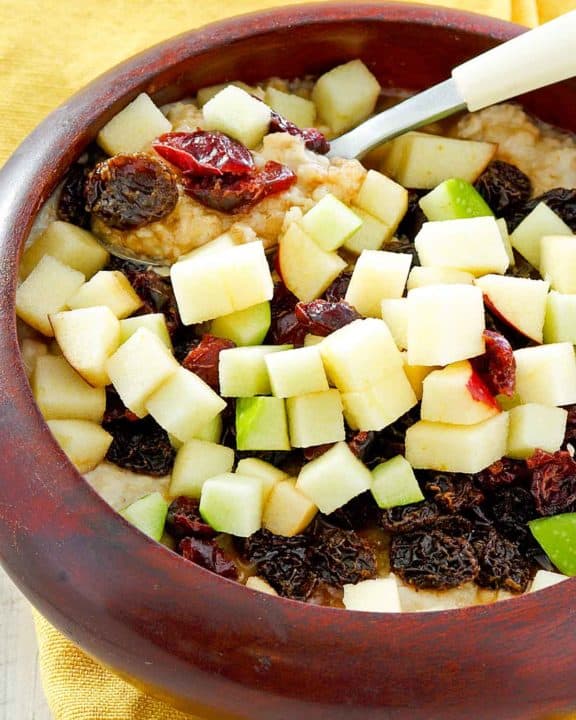 homemade McDonald's Fruit & Maple Oatmeal in a bowl.