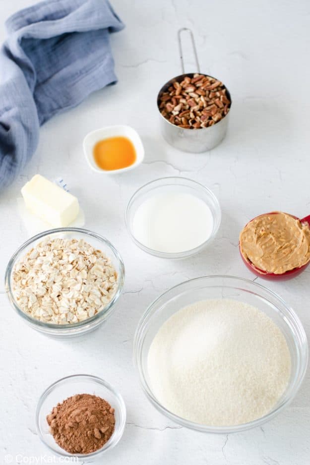 no bake chocolate oatmeal cookies ingredients.