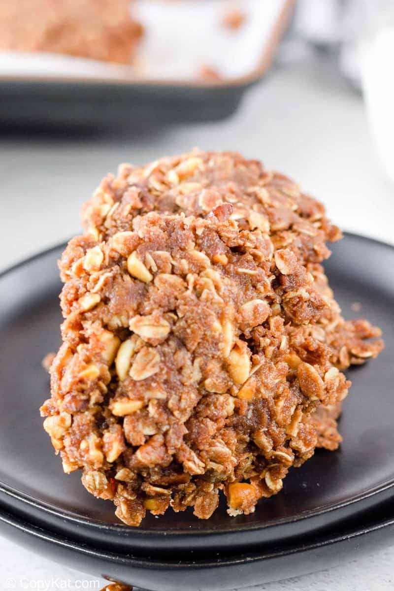 no bake chocolate oatmeal cookies on a plate.