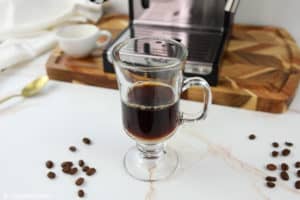 espresso in a glass mug.