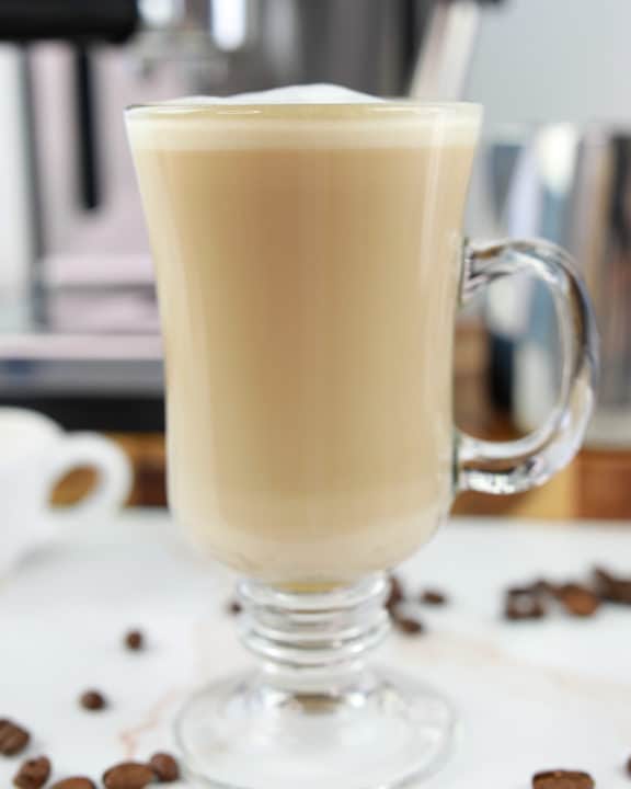 homemade Starbucks flat white coffee in a mug.