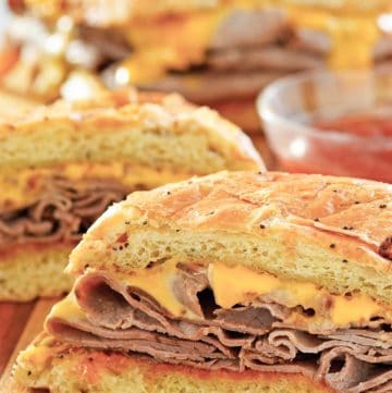 homemade Arby's beef and cheddar sandwiches.