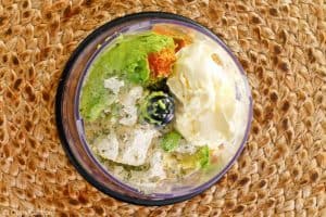 Chick Fil A avocado ranch dressing ingredients in a blender.