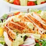 homemade Chick Fil A cobb salad with avocado ranch dressing.