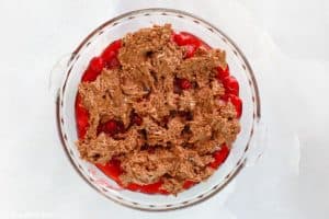 chocolate cherry cobbler before baking.