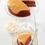 brown sugar boiled frosting on a cake and marshmallows.