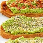 four pieces of avocado toast.