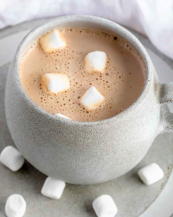 homemade hot chocolate and marshamallows.