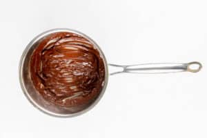 chocolate mixture for hot cocoa in a saucepan.