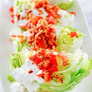 classic wedge salad on a platter.