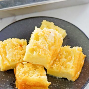 Yorkshire pudding slices on a plate.