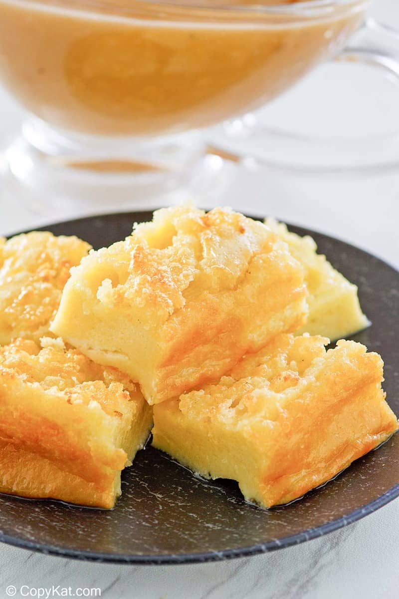 slices of Yorkshire pudding on a plate.
