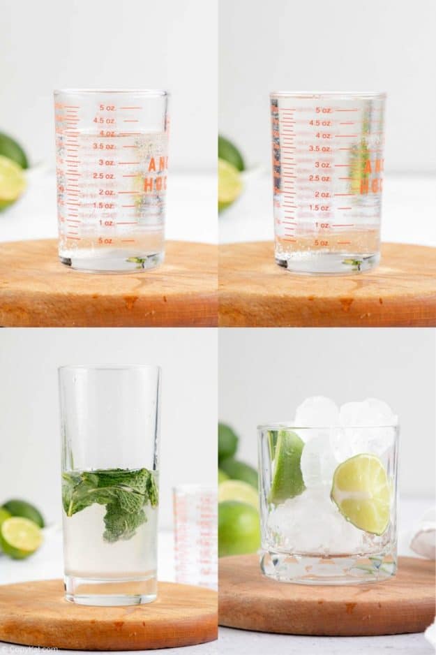 collage of mojito recipe steps 5 to 8.