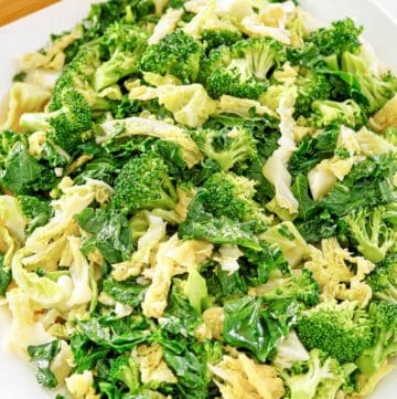 homemade Panda Express super greens on a white platter.