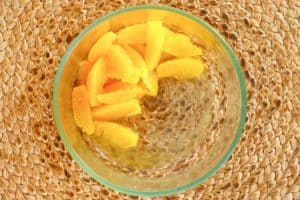 orange segments in a bowl.