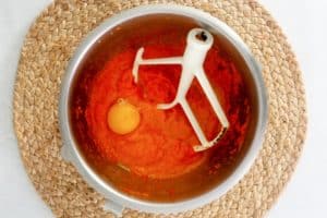 carrot pudding mixture in a bowl.