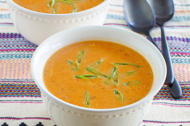 a bowl of copycat Chili's chicken enchilada soup.