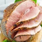 homemade spiral sliced honey baked ham.