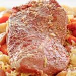instant pot corned beef and cabbage, potatoes, and carrots.