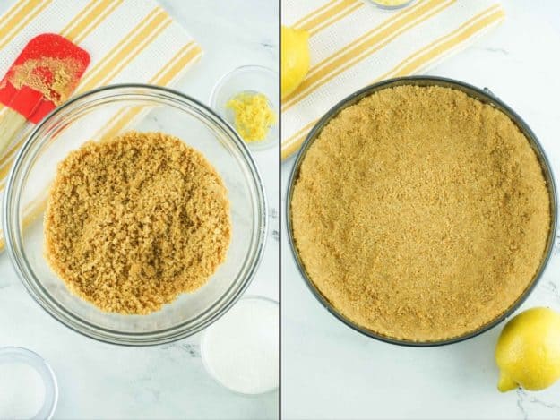 graham cracker crust preparation collage.