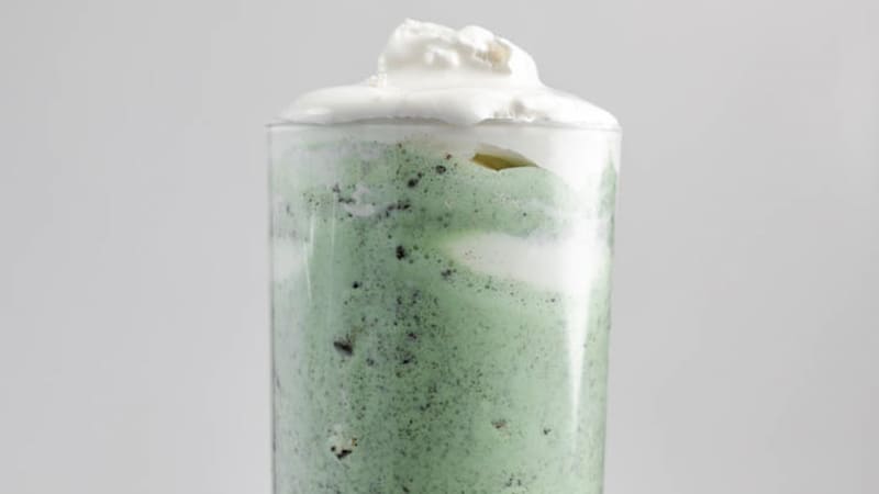 copycat McDonald's Oreo Shamrock McFlurry with whipped cream.