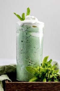 homemade McDonald's Oreo Shamrock McFlurry and fresh mint.