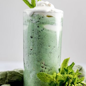 homemade McDonald's Oreo Shamrock McFlurry and fresh mint.