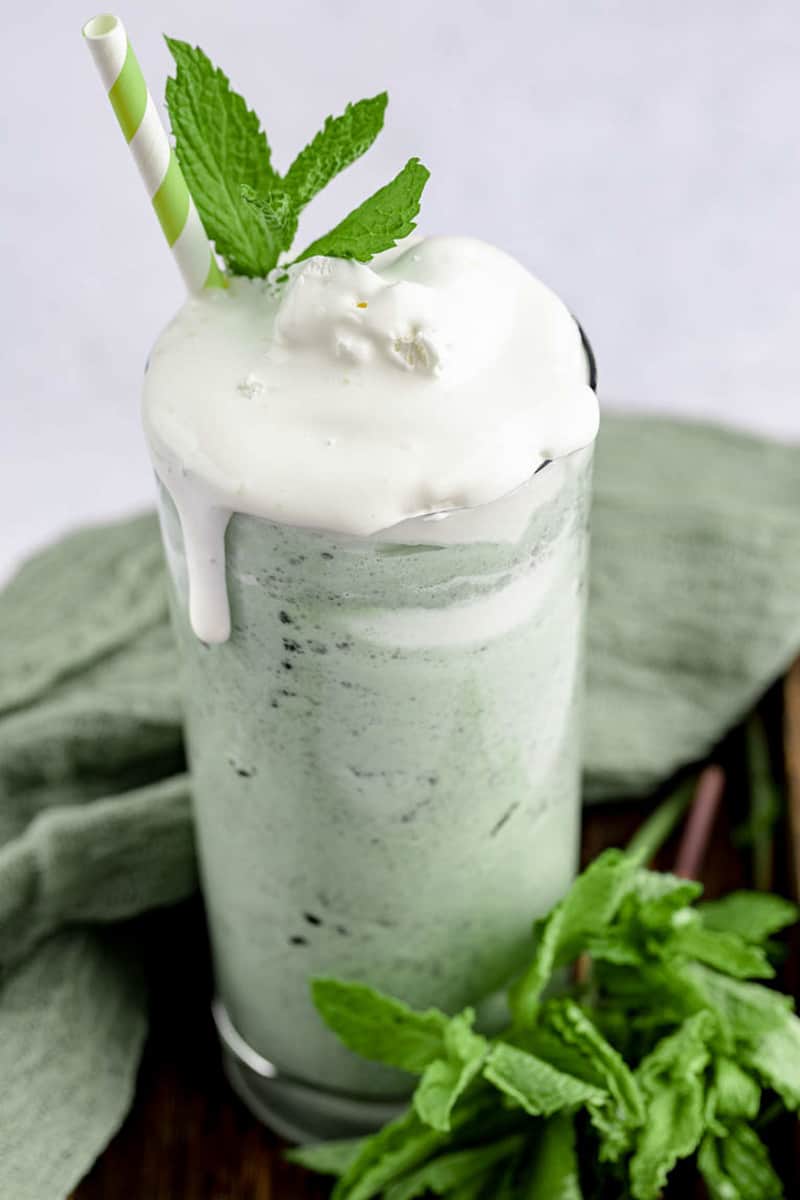 copycat McDonald's Oreo Shamrock McFlurry with whipped cream.
