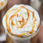 the top of a homemade Starbucks salted caramel latte.