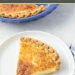 old fashioned buttermilk pie slice on a plate.