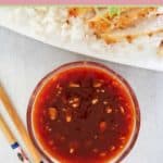 overhead view of a bowl of homemade katsu sauce.