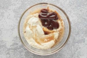 Panera barbecue ranch dressing ingredients in a bowl.
