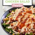 homemade Panera BBQ chicken salad in a black bowl.