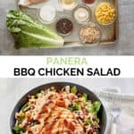 Panera BBQ chicken salad ingredients and the finished salad.