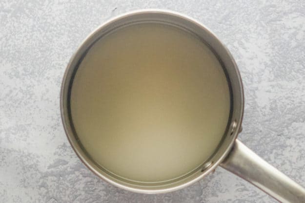 Starbucks classic syrup ingredients in a pan.