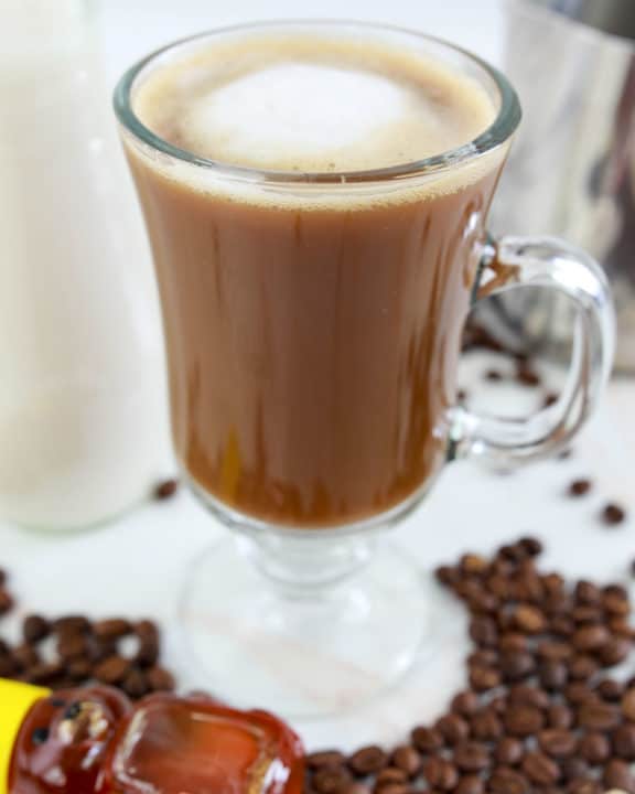 copycat Starbucks honey almond milk flat white coffee drink.