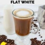 homemade Starbucks honey almond milk flat white and honey jar.