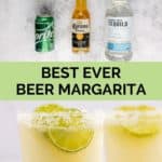 redneck beer margarita ingredients and finished drink.