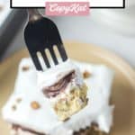 chocolate delight on a fork over a slice.