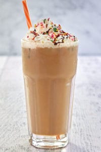 copycat Dunkin Donuts iced cake batter latte drink.