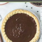 overhead view of a chocolate pie.